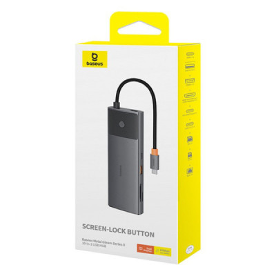 Hub USB-C la HDMI, 3xUSB, 2xUSB-C, RJ45, SD,TF, Jack3.5mm - Baseus Metal Gleam Series II (B00061800813-00) - Space Grey - 7