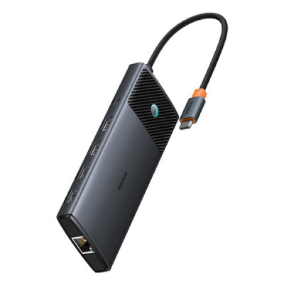 Hub USB-C la 2 x HDMI, 3xUSB, 2xUSB-C, RJ45, SD,TF - Baseus Metal Gleam Series II (B00061800123-00) - Black - 1