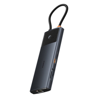 Hub USB-C la 2 x HDMI, 3xUSB, 2xUSB-C, RJ45, SD,TF - Baseus Metal Gleam Series II (B00061800123-00) - Black - 3