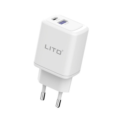 Incarcator pentru Priza Type-C si USB cu Cablu Type-C la Type-C - Lito (LT-LC02) - White - 2