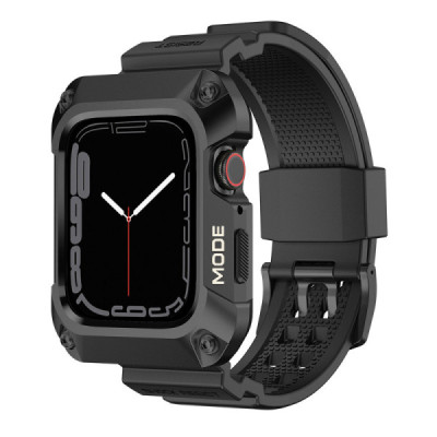 Husa pentru Apple Watch 4 / 5 / 6 / SE / SE 2 (44mm) + Curea - Lito Metal RuggedArmor (LS002) - Black - 1