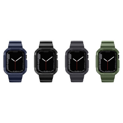 Husa pentru Apple Watch 1 / 2 / 3 / 4 / 5 / 6 / SE / SE 2 / 7 / 8 / 9 (42mm/44mm/45mm) + Curea - Lito Carbon RuggedArmor (LS003)