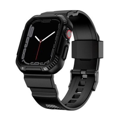 Husa pentru Apple Watch Ultra / Ultra 2 + Curea - Lito Carbon RuggedArmor (LS003) - Black - 1