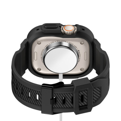 Husa pentru Apple Watch Ultra / Ultra 2 + Curea - Lito Carbon RuggedArmor (LS003) - Black - 4