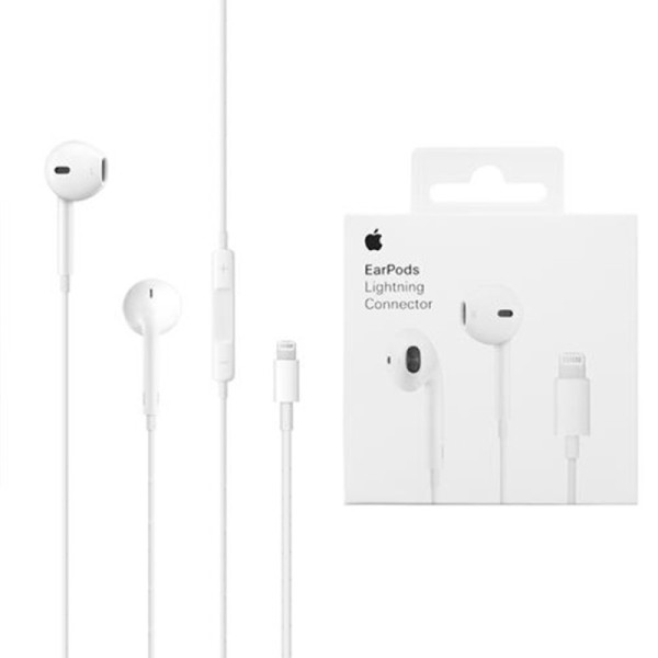 Apple - Original Wired Earphones (MMTN2ZM/A) - Lightning, In-Ear, Microphone, Volume Control, 1.2m - White (Blister Packing)