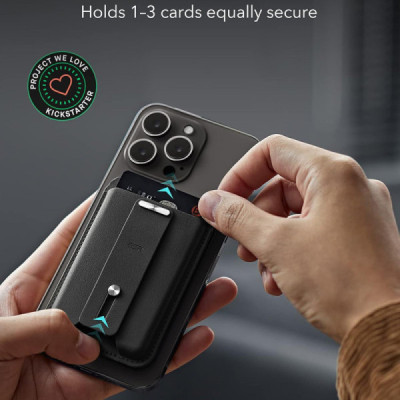 ESR - Premium Wallet Magnetic MagSafe HaloLock (2K612) - Smart 3 Cards Storage, Made from Artificial Leather - Caramel Brown - 4