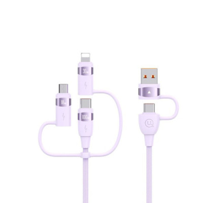 Cablu de Date 6in1, USB, Type C la Lightning, USB, Type C, Fast Charging, 100W, 1.2m - Usams (US-SJ645) - Purple - 1