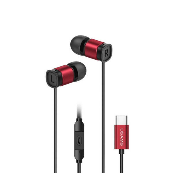 Casti Audio cu Fir si Microfon, Type-C, 1.2m - Usams EP-46 Mini (HSEP4604) - Red
