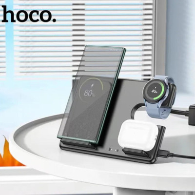 Statie de Alimentare pentru Telefoane, Samsung Watch, AirPods, 15W - Hoco (CQ2) - Black - 5