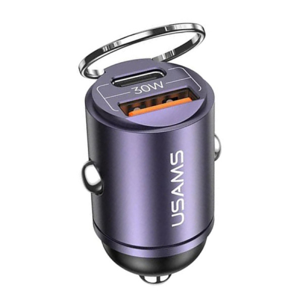 Incarcator USB, Type-C, Fast Charging, 30W pentru Masina - Usams C38 US-CC206 (CC206CC02)  - Purple