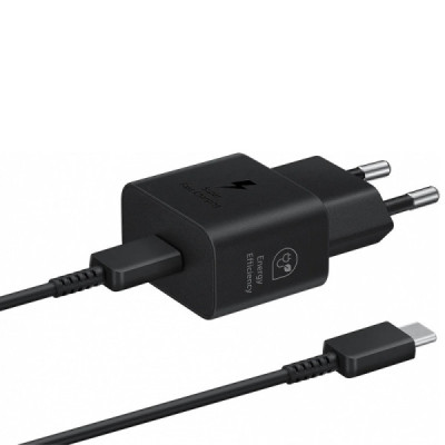 Incarcator priza USB-C, 25W + Cablu Type-C - Samsung (EP-T2510XWEGEU) - Black (Blister Packing) - 2