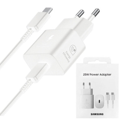 Incarcator priza USB-C, 25W + Cablu Type-C - Samsung (EP-T2510XWEGEU) - White (Blister Packing) - 1