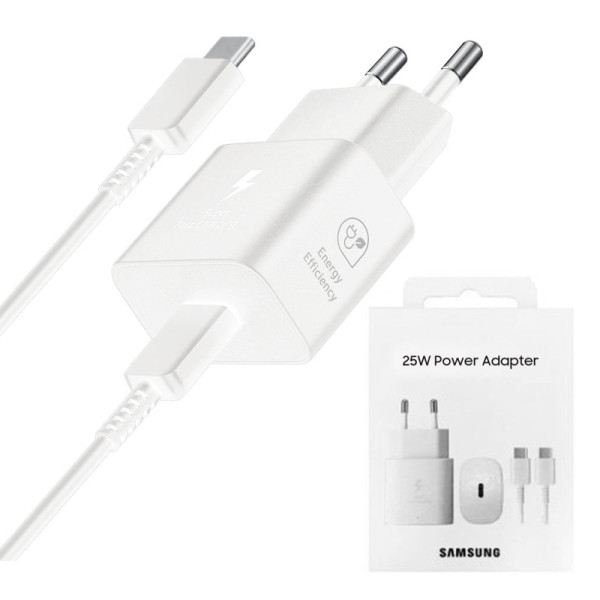 Incarcator priza USB-C, 25W + Cablu Type-C - Samsung (EP-T2510XWEGEU) - White (Blister Packing)