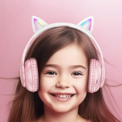 Casti pentru Copii, Ajustabile - Hoco Cat Ear (W42) - Crystal Blue - 5