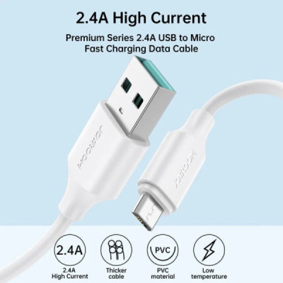 Cablu USB la Micro-USB, Quick Charging, 480Mbps, 2.4A, 1m - JoyRoom (S-UM018A9) - White - 4