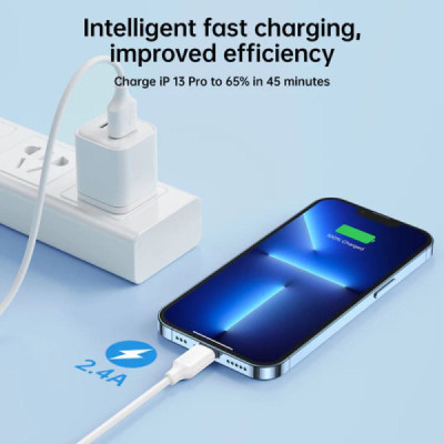 Cablu USB la Lightning, Quick Charging, 480Mbps, 2.4A, 0.25m - JoyRoom (S-UL012A9) - White - 3