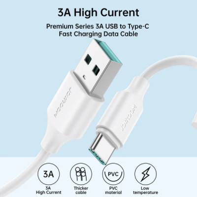 Cablu USB la Type-C, Fast Charging, 480Mbps, 3A, 0.25m - JoyRoom (S-UC027A9) - Black - 2