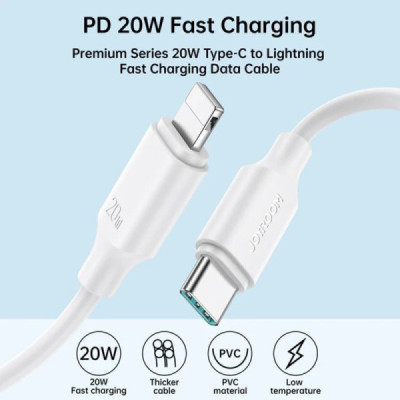 Cablu Type-C la Lightning, Fast Charging, PD20W, 480Mbps, 0.25m - JoyRoom (S-CL020A9) - Black - 4