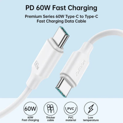 Cablu Type-C la Type-C, Fast Charging 60W, 0.25m - JoyRoom Long-Lasting Series (S-CC060A9) - White - 4