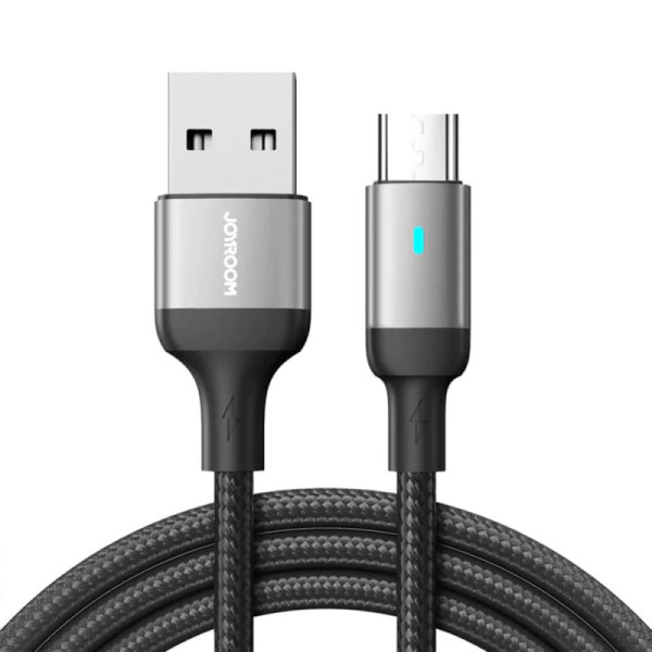 Cablu USB la Micro-USB, LED Light, 2.4A, 480Mbps, 1.2m - JoyRoom (S-UM018A10) - Black