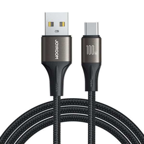 Cablu USB la Type-C, Fast Charging, 100W, 480Mbps, 1.2m - JoyRoom Light-Speed Series (SA25-AC6)  - Black