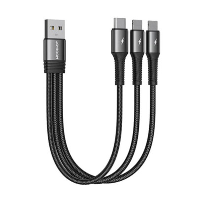 Cablu USB la 2x Lightning, Type-C, 3.5A, 0.15m - JoyRoom 3in1 (S-01530G10) - Black - 1