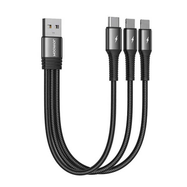 Cablu USB la 2x Lightning, Type-C, 3.5A, 0.15m - JoyRoom 3in1 (S-01530G10) - Black