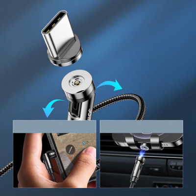 Cablu USB la Lightning, Type-C, Micro-USB, Magnetic, 2.4A, 1.2m - JoyRoom 3in1 (S-1224X2) - Black - 5