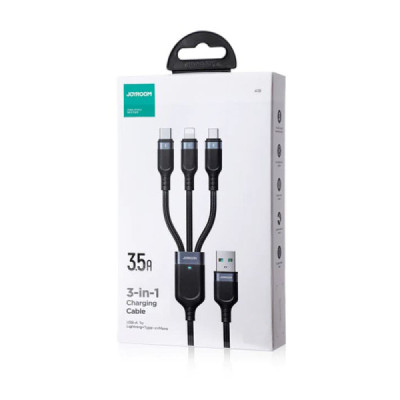 Cablu USB la Type-C, Lightning, Micro-USB, 3.5A, 1.2m - JoyRoom Multi-Use Series 3in1 (S-1T3018A18) - Black - 7