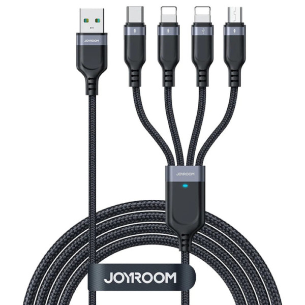 Cablu USB la 2x Lightning, Type-C, Micro-USB, 3.5A, 1.2m - JoyRoom (S-1T4018A18) - Black