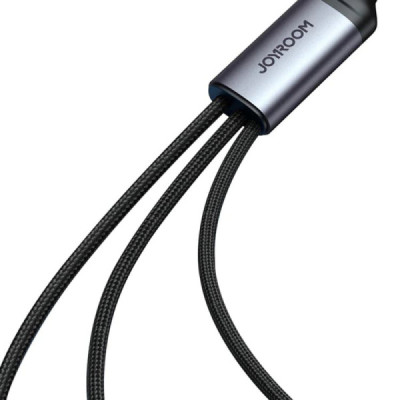 Cablu USB la Lightning, Type-C, Micro-USB, Fast Charging, 100W, 1.2m - JoyRoom Speedy Series (SA21-1T3) - Black - 6