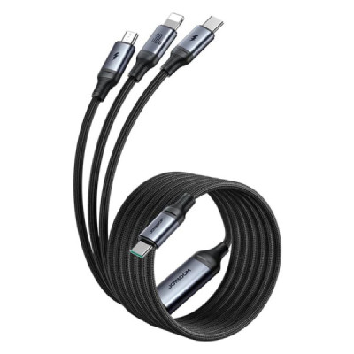 Cablu Type-C la Lightning, Type-C, Micro-USB, Fast Charging, 30W, 1.2m - JoyRoom Speedy Series (SA21-1T3) - Black - 3
