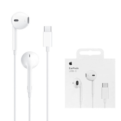 Apple - Original Wired Earphones A3046 (MTJY3ZM/A) - Type-C with MicrophoneÂ -Â White (Blister Packing) - 1
