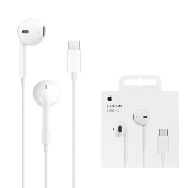 Apple - Original Wired Earphones A3046 (MTJY3ZM/A) - Type-C with MicrophoneÂ -Â White (Blister Packing)