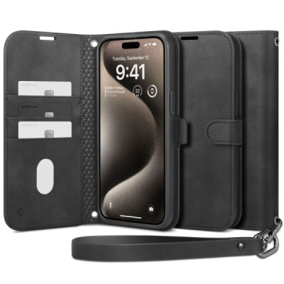 Husa pentru iPhone 15 Pro Max - Spigen Wallet S Pro - Black - 1