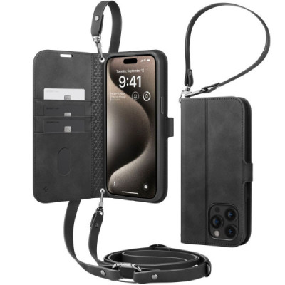 Husa pentru iPhone 15 Pro Max - Spigen Wallet S Pro - Black - 6