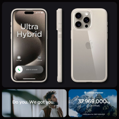 Husa pentru iPhone 15 Pro Max - Spigen Ultra Hybrid - Natural Titanium - 3