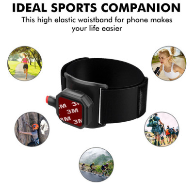 Techsuit - Sports Armband with Phone Locker (TSA1) - Velcro Mounting Strap, Quick Button Release, 3M Glue, max 6.8" - Black - 4