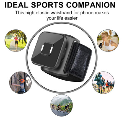 Techsuit - Sports Armband with Phone Magnetic Suction Cup (TSA2) - Velcro Mounting Strap, 3M Glue Sticker, max 6.8" - Black - 7