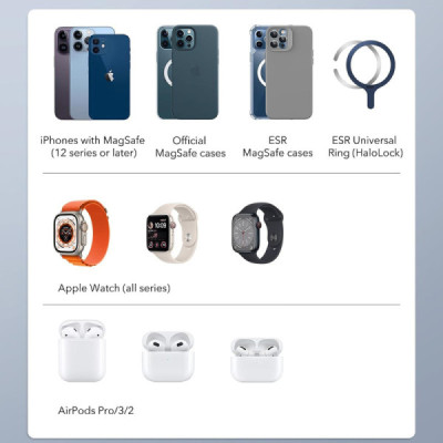 Statie de Incarcare MagSafe pentru Apple cu Incarcator pentru Ceas Portabil - ESR HaloLock - Black - 7