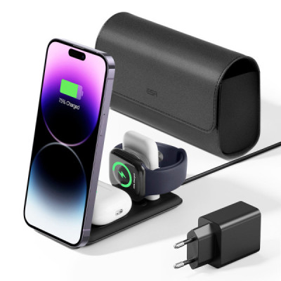 ESR - Premium 3in1 Travel Wireless Charging Set (2C569A) - for iPhone, MFi Apple Watch (5W), AirPods, Fast Charging - White - 1