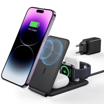 ESR - Premium 3in1 Travel Wireless Charging Set (2C569A) - for iPhone, MFi Apple Watch (5W), AirPods, Fast Charging - White - 2