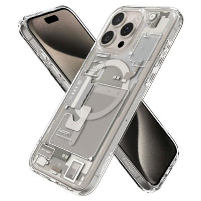 Husa pentru iPhone 15 Pro Max - Spigen Ultra Hybrid MagSafe Zero One - Natural Titanium - 4