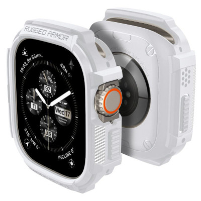 Husa pentru Apple Watch Ultra / Ultra 2 - Spigen Rugged Armor - White - 1