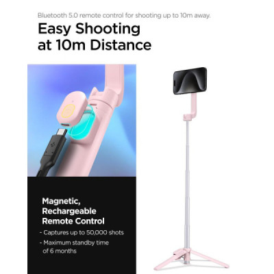 Selfie Stick Compatibil MagSafe, 67cm - Spigen S570W - Misty Rose - 10