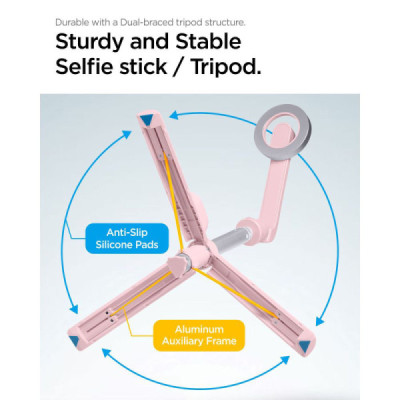 Selfie Stick Compatibil MagSafe, 67cm - Spigen S570W - Misty Rose - 12