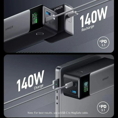 Baterie Externa 24.000mAh, 140W, 2x USB-C, USB-A, GaN Prime - Anker (737) - Black/Gray - 6