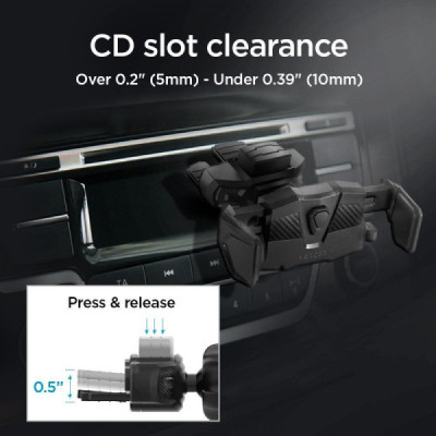 Suport Auto Telefon CD Player - Spigen Clamp Grip (TMS24) - Black - 5