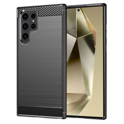 Husa pentru Samsung Galaxy S24 Ultra - Techsuit Carbon Silicone - Black - 1