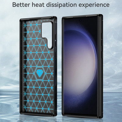 Husa pentru Samsung Galaxy S24 Ultra - Techsuit Carbon Silicone - Black - 5